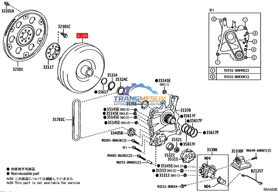 ALPHARD;AVALON;CAMRY ;HIGHLANDER;SIENNA;ES350 recondicionado UA80E UA80F Conversor de binário do sistema automático de transmissão de 8 velocidades 3200048060 para Toyota Lexus 3.5L