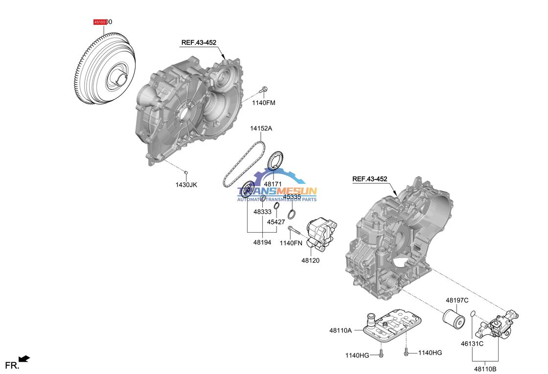 transformador de binário de transmissão CVT C0GF1 451002H000 para 2019-2023 HYUNDAI KIA IX25 K3 1.5T 2WD G4FL